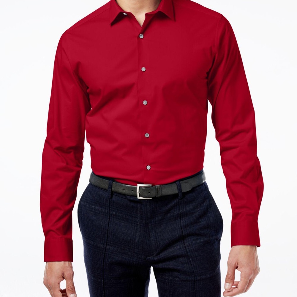2 ALFANI SLIM FIT STRETCH DRESS SHIRTS